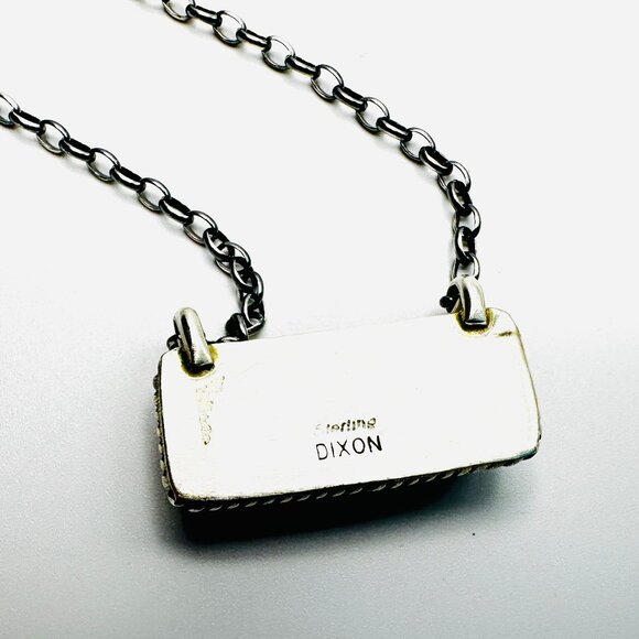 Kingman Turquoise & Sterling Silver Pendant Necklace—Navajo artist Johnny Dixon - Picture 5 of 10